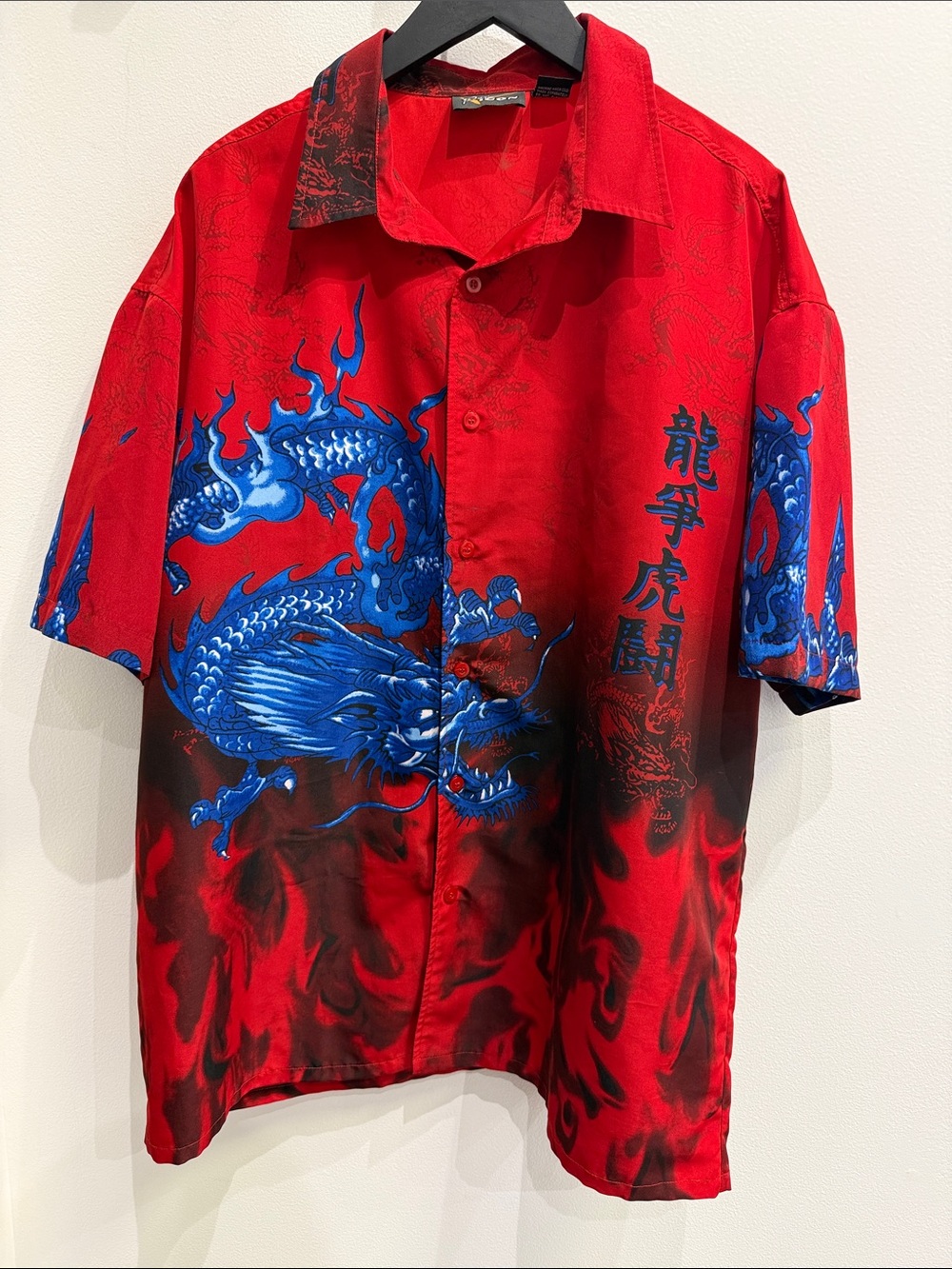 Pop Icon Vintage Y2K MT2 Dragon Overprint Tribal Shirt Hawaiian Pattern Chinese